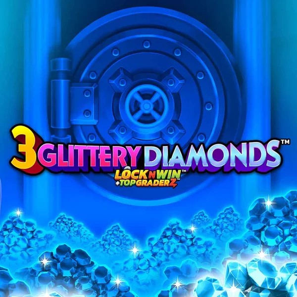 3 Glittery Diamonds slot logo by PearFiction Studios at Wyns Casino